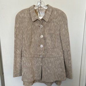 Vintage Valentino tweed tan and cream single breasted dress suit size 12